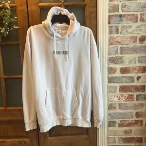 Gymshark Mens Heritage Hoodie White‎ Camo Logo Pullover Sweatshirt Size M FLAWS